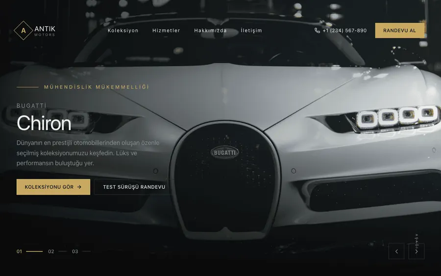 Oto galeri web sitesi örneği