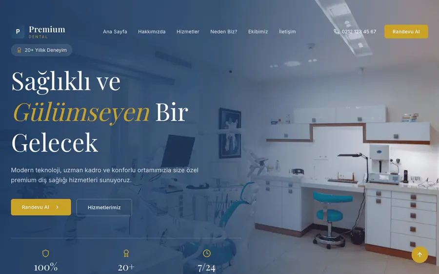Diş kliniği web sitesi örneği