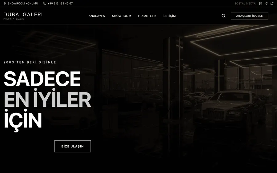 Dubai oto galerisi web sitesi örneği