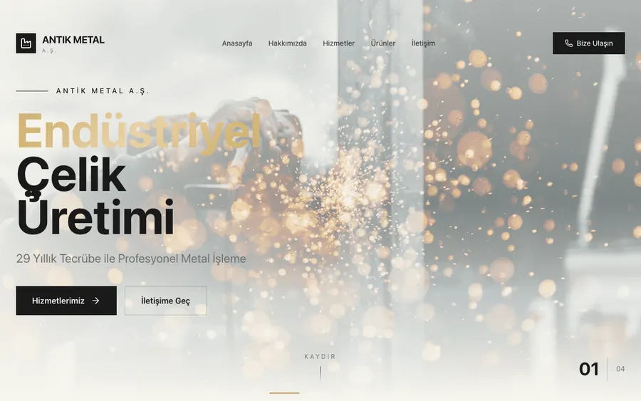 Fabrika kurumsal web sitesi örneği