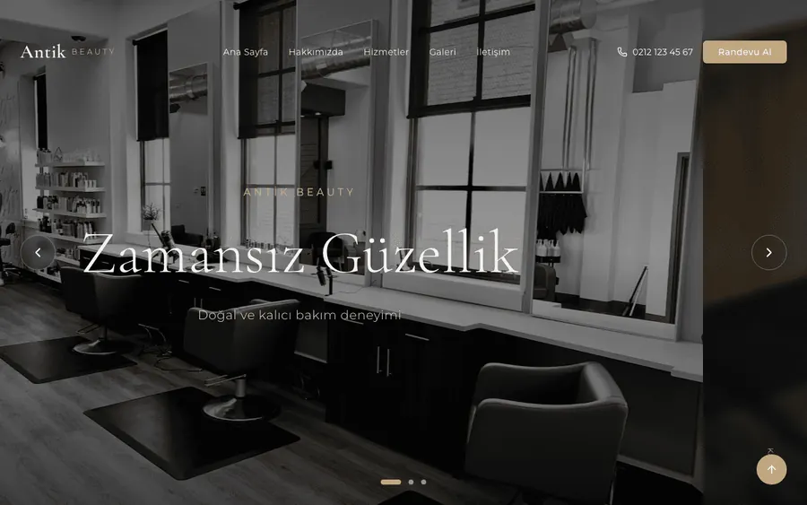 Güzellik merkezi web sitesi örneği
