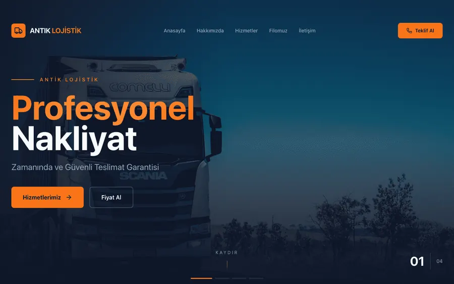 Lojistik firması web sitesi örneği