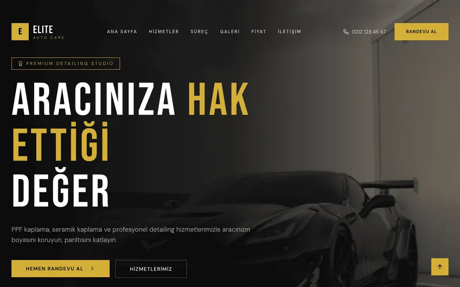 PPF ve detailing merkezi web sitesi örneği